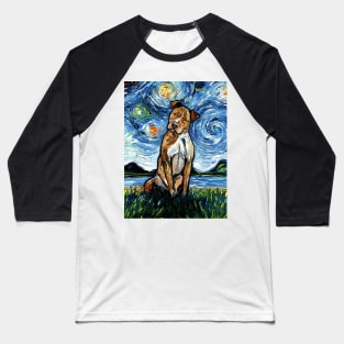 Brown Pitbull Night Baseball T-Shirt